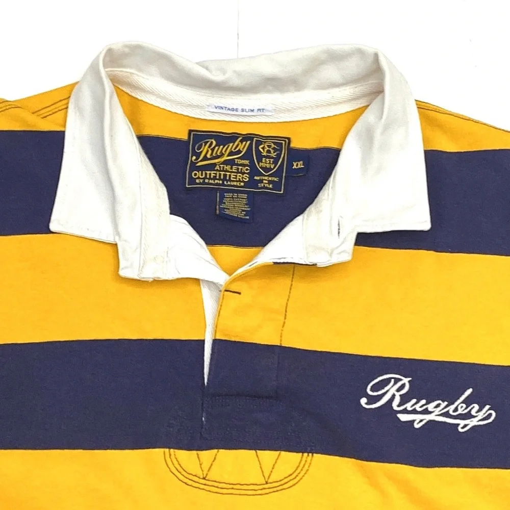 Rugby Ralph Lauren Men's Blue/Gold Striped Rugby Jersey Authentic XXL